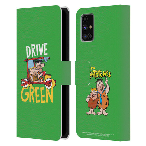 The Flintstones Graphics Drive Green Leather Book Wallet Case Cover For Samsung Galaxy M31s (2020)
