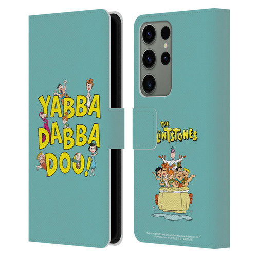 The Flintstones Graphics Yabba-Dabba-Doo Leather Book Wallet Case Cover For Samsung Galaxy S23 Ultra 5G