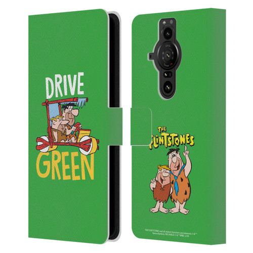 The Flintstones Graphics Drive Green Leather Book Wallet Case Cover For Sony Xperia Pro-I