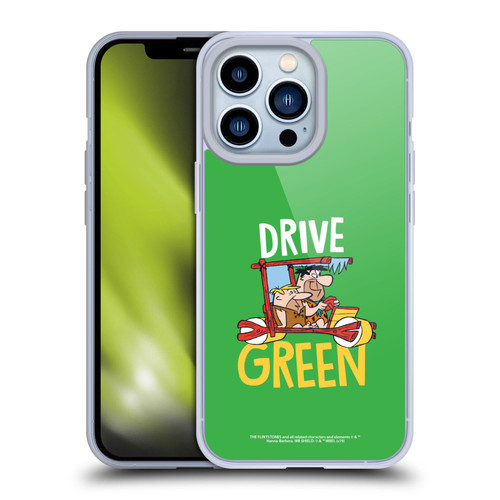 The Flintstones Graphics Drive Green Soft Gel Case for Apple iPhone 13 Pro