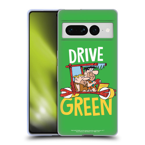 The Flintstones Graphics Drive Green Soft Gel Case for Google Pixel 7 Pro