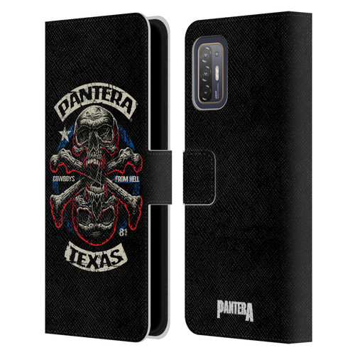 Pantera Art Double Cross Leather Book Wallet Case Cover For HTC Desire 21 Pro 5G