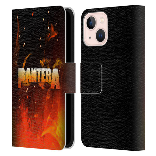 Pantera Art Fire Leather Book Wallet Case Cover For Apple iPhone 13 Mini