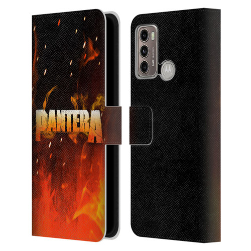 Pantera Art Fire Leather Book Wallet Case Cover For Motorola Moto G60 / Moto G40 Fusion
