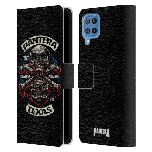 Pantera Art Double Cross Leather Book Wallet Case Cover For Samsung Galaxy F22 (2021)