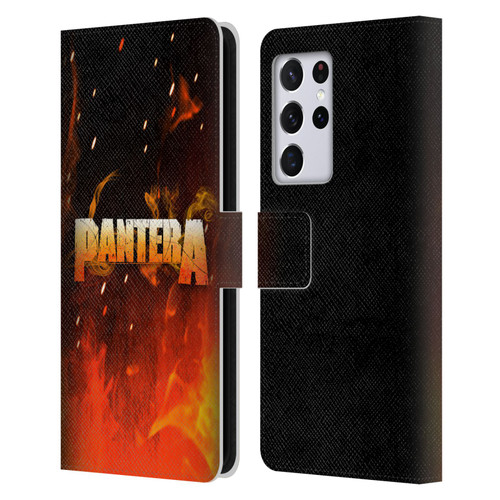 Pantera Art Fire Leather Book Wallet Case Cover For Samsung Galaxy S21 Ultra 5G