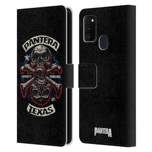 Pantera Art Double Cross Leather Book Wallet Case Cover For Samsung Galaxy M30s (2019)/M21 (2020)