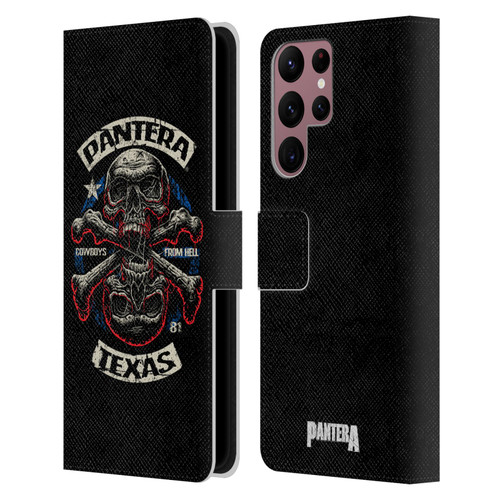 Pantera Art Double Cross Leather Book Wallet Case Cover For Samsung Galaxy S22 Ultra 5G