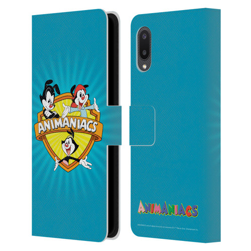 Animaniacs Graphics Logo Leather Book Wallet Case Cover For Samsung Galaxy A02/M02 (2021)