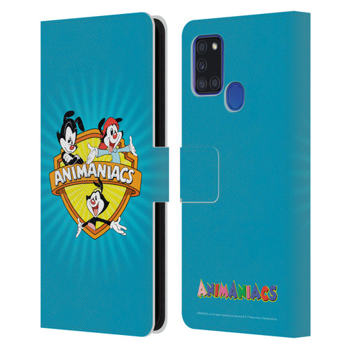 Animaniacs Graphics Logo Leather Book Wallet Case Cover For Samsung Galaxy A21s (2020)