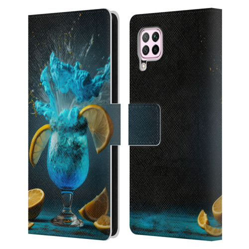 Spacescapes Cocktails Blue Lagoon Explosion Leather Book Wallet Case Cover For Huawei Nova 6 SE / P40 Lite