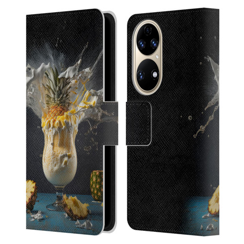 Spacescapes Cocktails Piña Colada Pop Leather Book Wallet Case Cover For Huawei P50