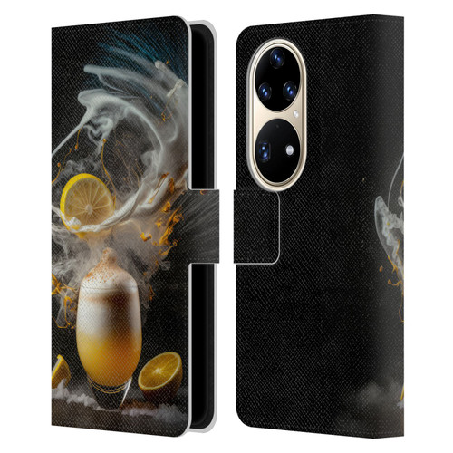 Spacescapes Cocktails Explosive Elixir, Whisky Sour Leather Book Wallet Case Cover For Huawei P50 Pro