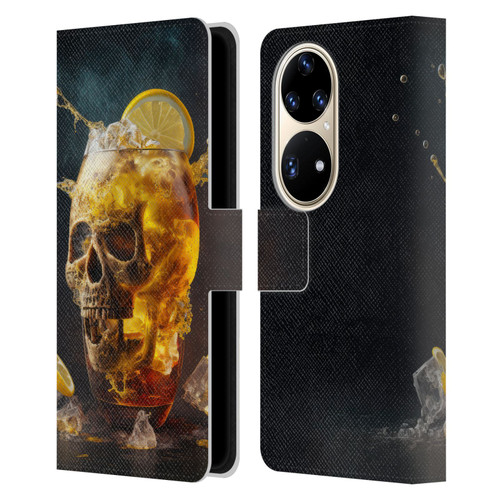 Spacescapes Cocktails Long Island Ice Tea Leather Book Wallet Case Cover For Huawei P50 Pro