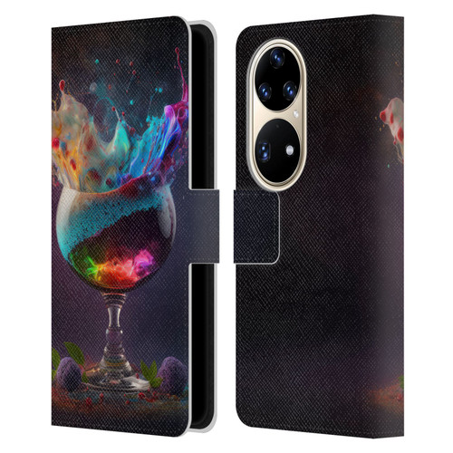 Spacescapes Cocktails Universal Magic Leather Book Wallet Case Cover For Huawei P50 Pro