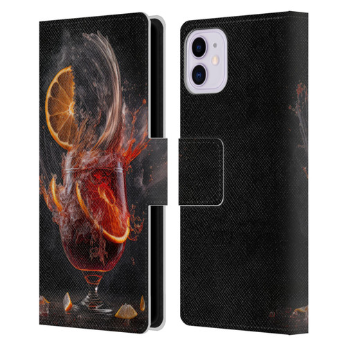 Spacescapes Cocktails Gin Explosion, Negroni Leather Book Wallet Case Cover For Apple iPhone 11