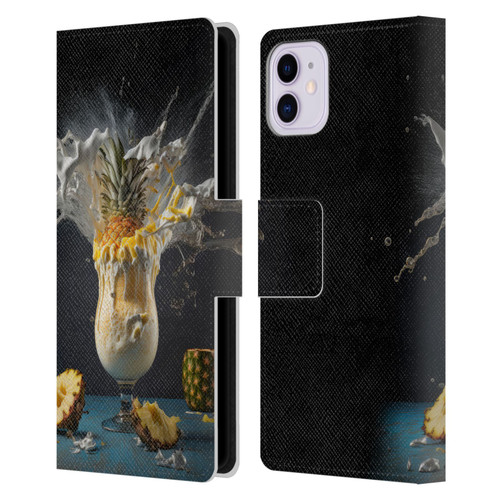 Spacescapes Cocktails Piña Colada Pop Leather Book Wallet Case Cover For Apple iPhone 11