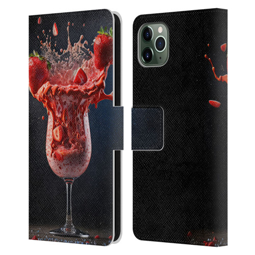 Spacescapes Cocktails Strawberry Infusion Daiquiri Leather Book Wallet Case Cover For Apple iPhone 11 Pro Max