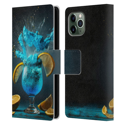 Spacescapes Cocktails Blue Lagoon Explosion Leather Book Wallet Case Cover For Apple iPhone 11 Pro