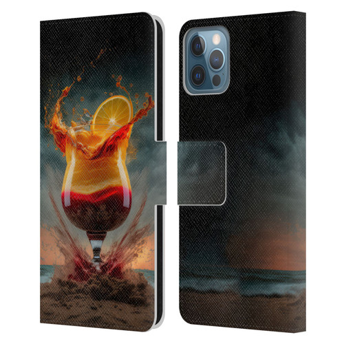 Spacescapes Cocktails Summer On The Beach Leather Book Wallet Case Cover For Apple iPhone 12 / iPhone 12 Pro