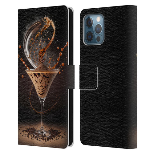 Spacescapes Cocktails Contemporary, Espresso Martini Leather Book Wallet Case Cover For Apple iPhone 12 Pro Max
