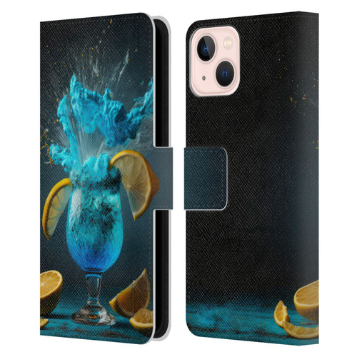 Spacescapes Cocktails Blue Lagoon Explosion Leather Book Wallet Case Cover For Apple iPhone 13