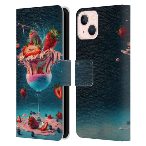 Spacescapes Cocktails Frozen Strawberry Daiquiri Leather Book Wallet Case Cover For Apple iPhone 13