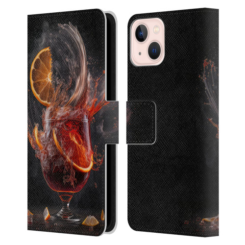 Spacescapes Cocktails Gin Explosion, Negroni Leather Book Wallet Case Cover For Apple iPhone 13