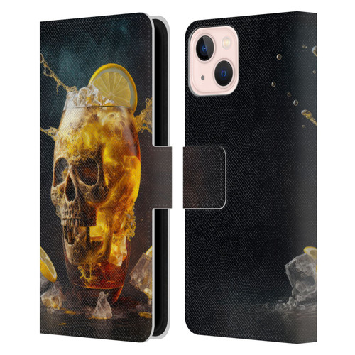 Spacescapes Cocktails Long Island Ice Tea Leather Book Wallet Case Cover For Apple iPhone 13