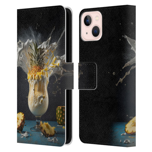 Spacescapes Cocktails Piña Colada Pop Leather Book Wallet Case Cover For Apple iPhone 13