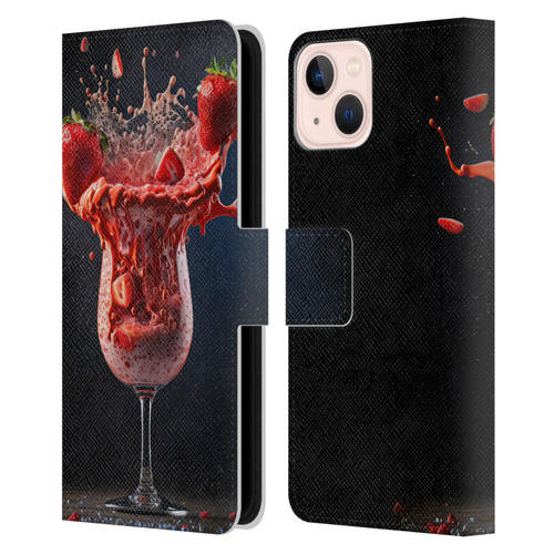 Spacescapes Cocktails Strawberry Infusion Daiquiri Leather Book Wallet Case Cover For Apple iPhone 13