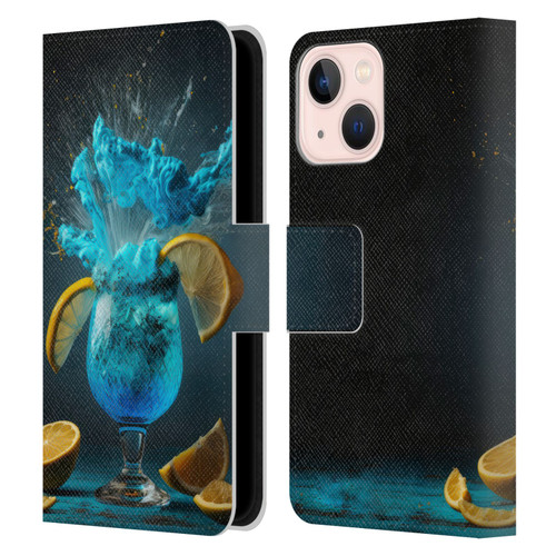 Spacescapes Cocktails Blue Lagoon Explosion Leather Book Wallet Case Cover For Apple iPhone 13 Mini