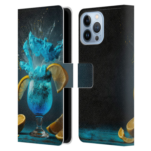 Spacescapes Cocktails Blue Lagoon Explosion Leather Book Wallet Case Cover For Apple iPhone 13 Pro Max