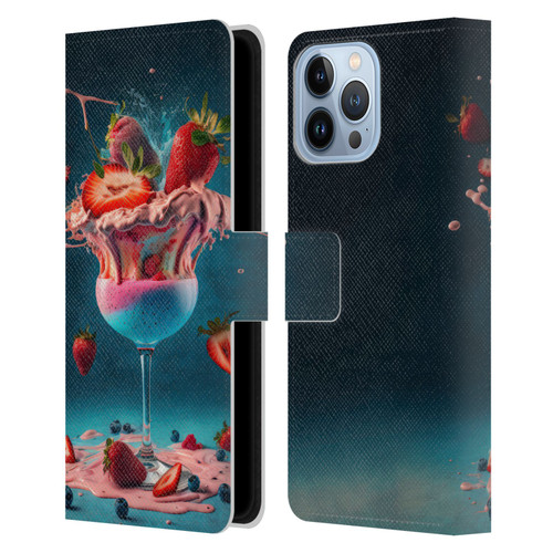 Spacescapes Cocktails Frozen Strawberry Daiquiri Leather Book Wallet Case Cover For Apple iPhone 13 Pro Max