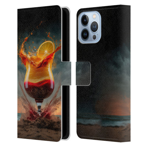 Spacescapes Cocktails Summer On The Beach Leather Book Wallet Case Cover For Apple iPhone 13 Pro Max