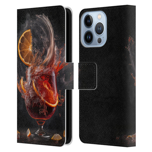 Spacescapes Cocktails Gin Explosion, Negroni Leather Book Wallet Case Cover For Apple iPhone 13 Pro