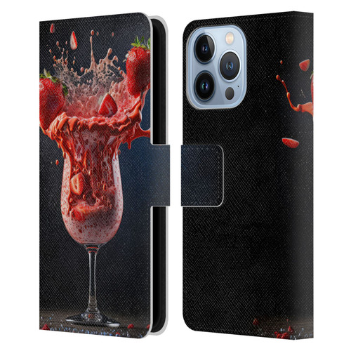 Spacescapes Cocktails Strawberry Infusion Daiquiri Leather Book Wallet Case Cover For Apple iPhone 13 Pro