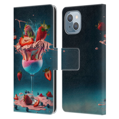 Spacescapes Cocktails Frozen Strawberry Daiquiri Leather Book Wallet Case Cover For Apple iPhone 14