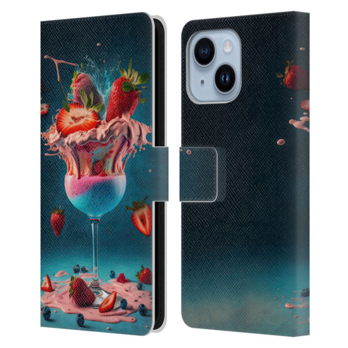 Spacescapes Cocktails Frozen Strawberry Daiquiri Leather Book Wallet Case Cover For Apple iPhone 14 Plus