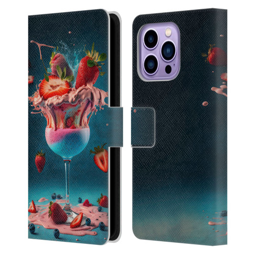 Spacescapes Cocktails Frozen Strawberry Daiquiri Leather Book Wallet Case Cover For Apple iPhone 14 Pro Max