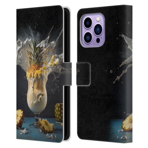 Spacescapes Cocktails Piña Colada Pop Leather Book Wallet Case Cover For Apple iPhone 14 Pro Max