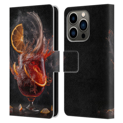 Spacescapes Cocktails Gin Explosion, Negroni Leather Book Wallet Case Cover For Apple iPhone 14 Pro