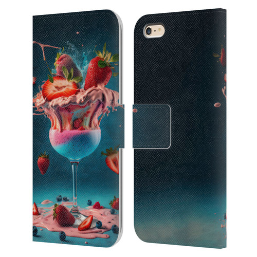 Spacescapes Cocktails Frozen Strawberry Daiquiri Leather Book Wallet Case Cover For Apple iPhone 6 Plus / iPhone 6s Plus
