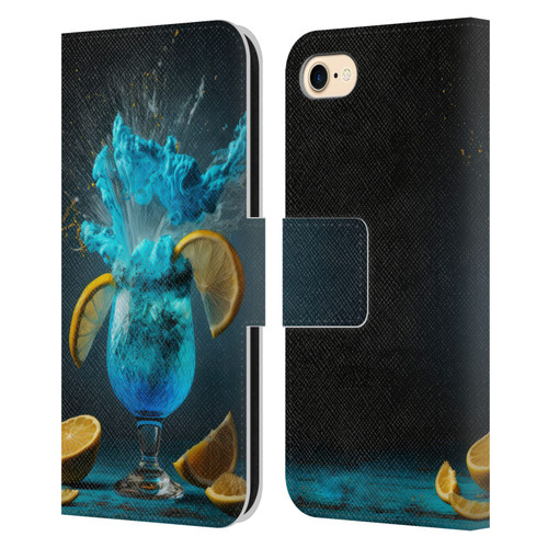 Spacescapes Cocktails Blue Lagoon Explosion Leather Book Wallet Case Cover For Apple iPhone 7 / 8 / SE 2020 & 2022