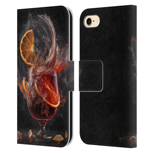 Spacescapes Cocktails Gin Explosion, Negroni Leather Book Wallet Case Cover For Apple iPhone 7 / 8 / SE 2020 & 2022