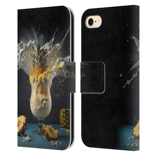 Spacescapes Cocktails Piña Colada Pop Leather Book Wallet Case Cover For Apple iPhone 7 / 8 / SE 2020 & 2022