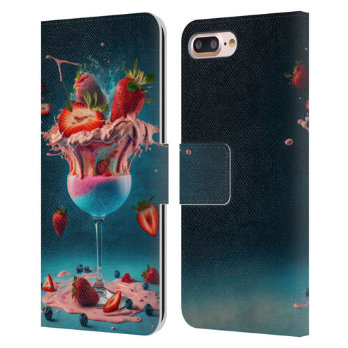Spacescapes Cocktails Frozen Strawberry Daiquiri Leather Book Wallet Case Cover For Apple iPhone 7 Plus / iPhone 8 Plus