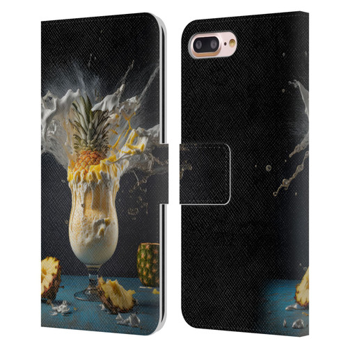 Spacescapes Cocktails Piña Colada Pop Leather Book Wallet Case Cover For Apple iPhone 7 Plus / iPhone 8 Plus