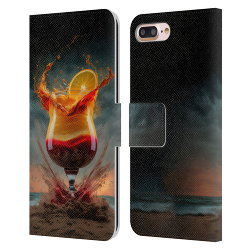 Spacescapes Cocktails Summer On The Beach Leather Book Wallet Case Cover For Apple iPhone 7 Plus / iPhone 8 Plus