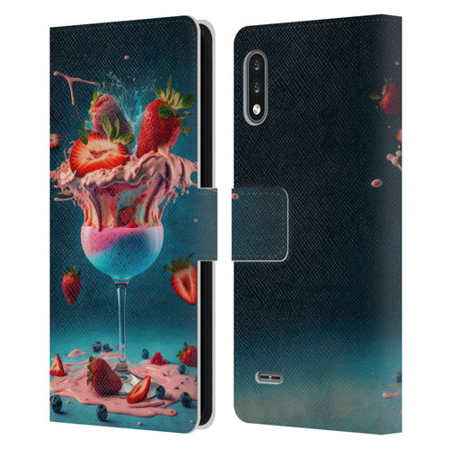 Spacescapes Cocktails Frozen Strawberry Daiquiri Leather Book Wallet Case Cover For LG K22